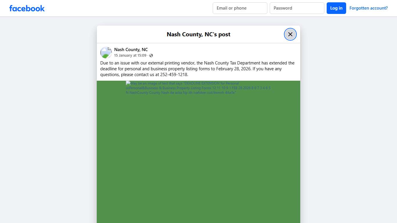 Nash County, NC - Due to an issue with our external... Facebook